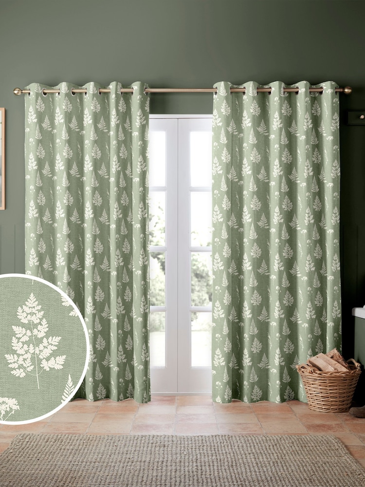 Emily Bond Sage Green Tynesfield Made to Measure 100% Cotton Curtains - Image 1 of 9