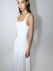 Mango White Scoop Neck Structured Midi Dress - Image 2 of 7