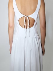 Mango White Scoop Neck Structured Midi Dress - Image 4 of 7