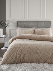 Catherine Lansfield Soft Diamond Cosy and Warm Fleece Duvet Cover Set - Изображение 1 из 4