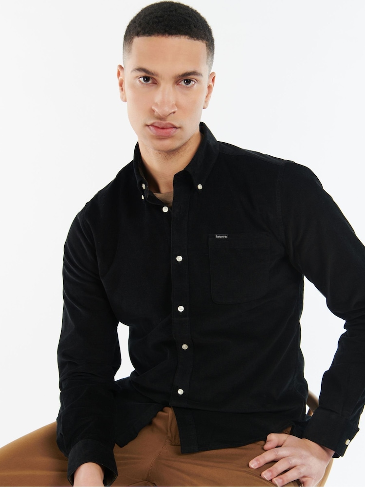 Barbour® Black 100% Cotton Ramsey Micro Cord Shirt - Image 1 of 8