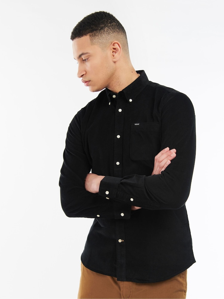 Barbour® Black 100% Cotton Ramsey Micro Cord Shirt - Image 2 of 8 Barbour® Black 100% Cotton Ramsey Micro Cord Shirt - Image 2 of 8