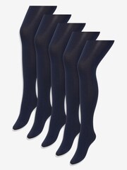 Navy 5 Pack 100 Denier Opaque Tights - Image 5 of 5