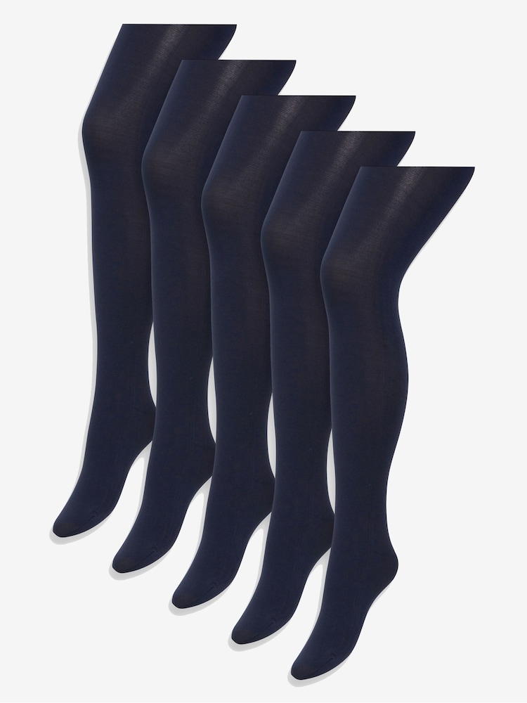 Navy 5 Pack 100 Denier Opaque Tights - Image 5 of 5 Navy 5 Pack 100 Denier Opaque Tights - Image 5 of 5