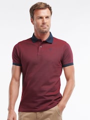 Barbour® Dark Red Mens Sports 100% Cotton Polo Shirt - Image 1 of 5