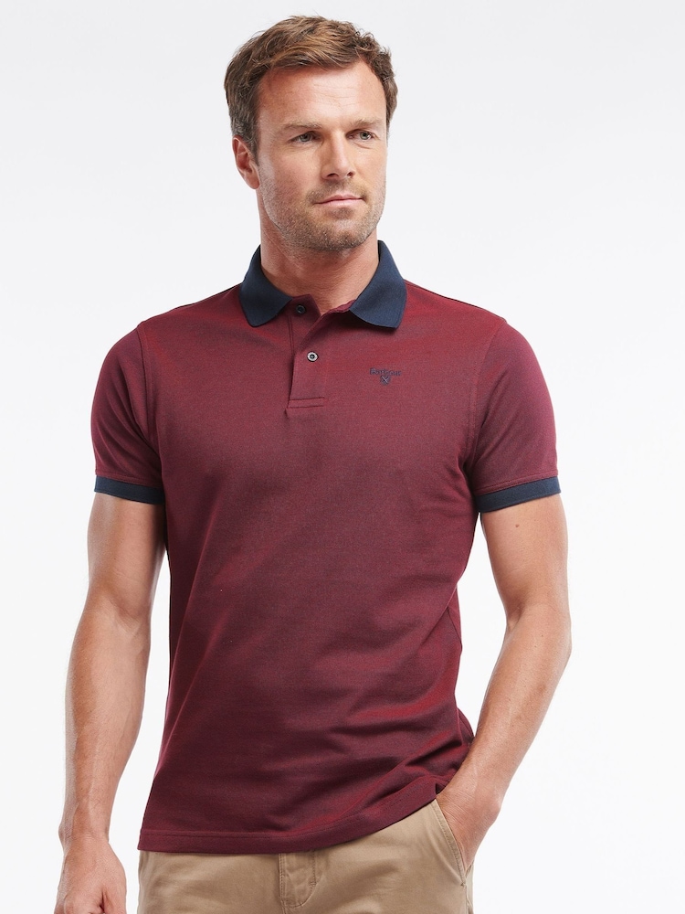 Barbour® Dark Red Mens Sports 100% Cotton Polo Shirt - Image 1 of 5