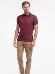Barbour® Dark Red Mens Sports 100% Cotton Polo Shirt - Image 3 of 5