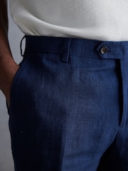 Bleu - Coupe ajustée  Signature Leomaster 100% Lin Costume : Pantalon - Image 4 of 6