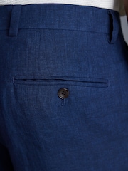Bleu - Coupe ajustée  Signature Leomaster 100% Lin Costume : Pantalon - Image 5 of 6