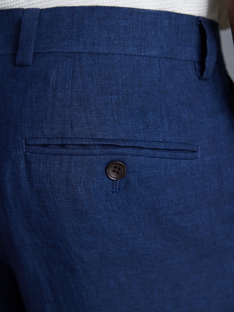 Bleu - Coupe ajustée  Signature Leomaster 100% Lin Costume : Pantalon - Image 5 of 6