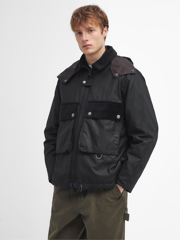 Barbour® Black Reengineered Spey Waxed Jacket - Image 1 of 7