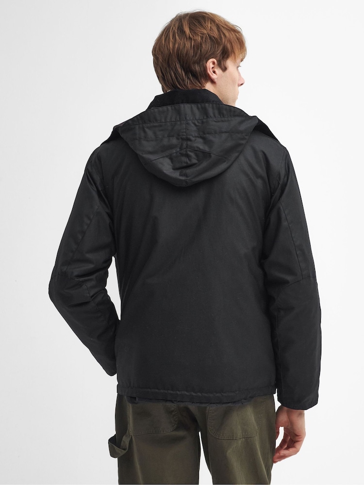 Barbour® Black Reengineered Spey Waxed Jacket - Image 2 of 7