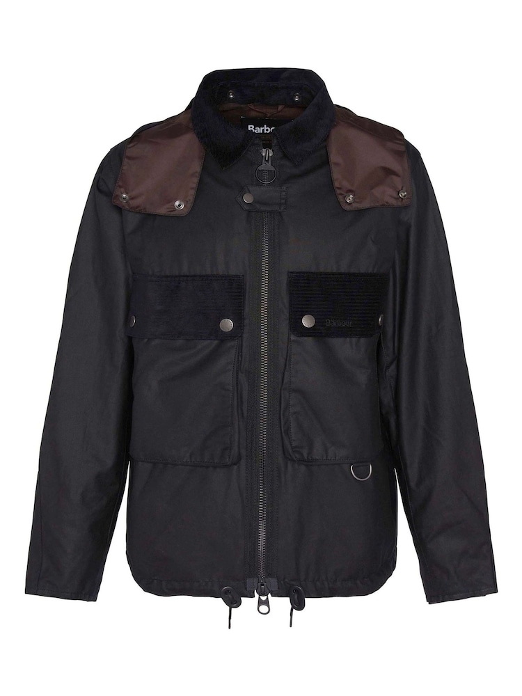 Barbour® Black Reengineered Spey Waxed Jacket - Image 7 of 7