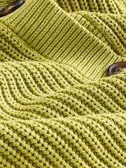 Lime Green 100% Cotton Button Through Hooded Cardigan - Image 7 of 7