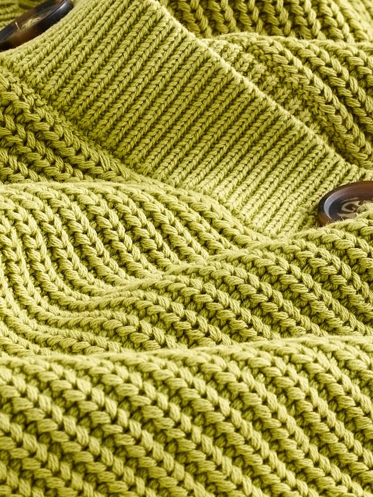 Lime Green 100% Cotton Button Through Hooded Cardigan - Image 7 of 7