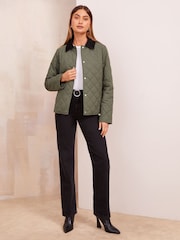 Friends Like These Khaki Green Quilted Collar Jacket - Image 2 of 4