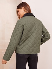 Friends Like These Khaki Green Quilted Collar Jacket - Image 4 of 4