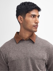 Barbour® Stone Lambswool Crew Neck Jumper - Image 4 of 7