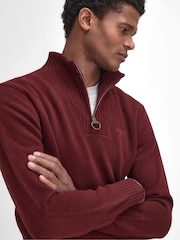 Barbour® Burgundy Red Lambswool Quarter Zip Jumper - Image 4 of 6