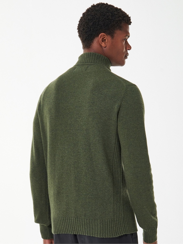 Barbour® Olive Green Lambswool Quarter Zip Jumper - Image 2 of 7