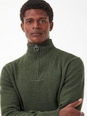 Barbour® Olive Green Lambswool Quarter Zip Jumper - Image 4 of 7
