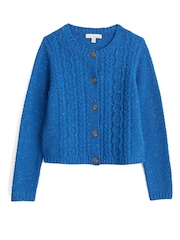 Seasalt Cornwall Blue Tressa Merino Blend Cable Knit Cardigan - Image 4 of 5