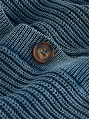 Blue 100% Cotton Button Through Hooded Cardigan - Image 6 of 6