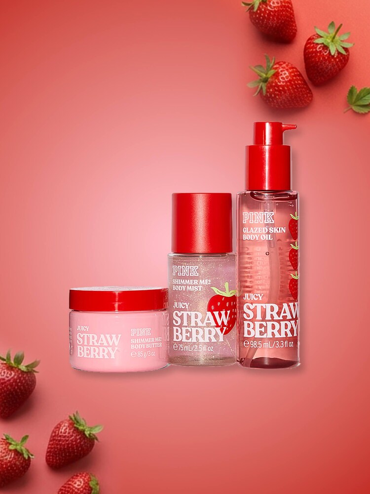 Victoria's Secret Pink Strawberry 3 Piece Shimmer Travel Set - Image 1 of 2