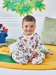 JoJo Maman Bébé Cream Elmer Print Sleepsuit - Image 1 of 3