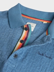 Paul Smith Junior Boys Short Sleeve Signature Jacquard 100% Cotton Polo Shirt - Image 7 of 10