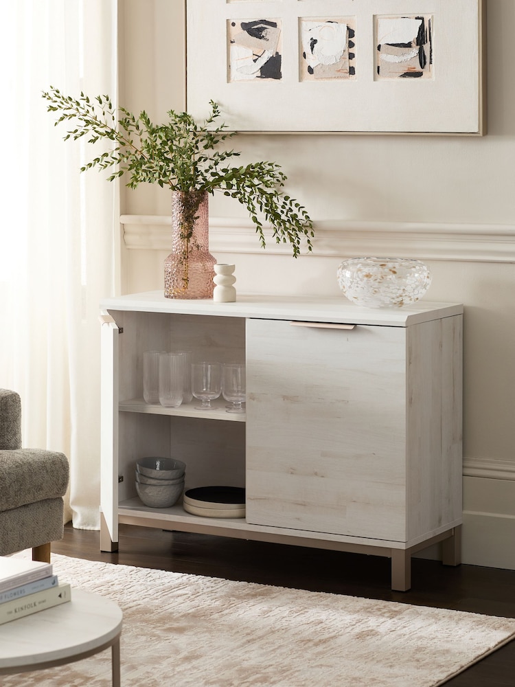 White Bronx Oak Effect Small Sideboard - Image 2 of 8