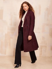 Friends Like These Burgundy Red Mid Length Boucle Coat - Image 1 of 4