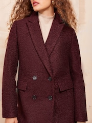 Friends Like These Burgundy Red Mid Length Boucle Coat - Image 2 of 4