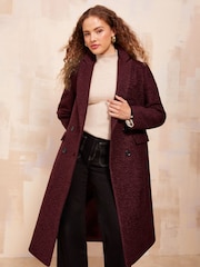 Friends Like These Burgundy Red Mid Length Boucle Coat - Image 3 of 4