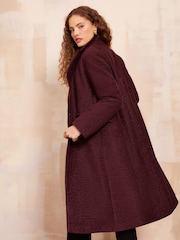 Friends Like These Burgundy Red Mid Length Boucle Coat - Image 4 of 4