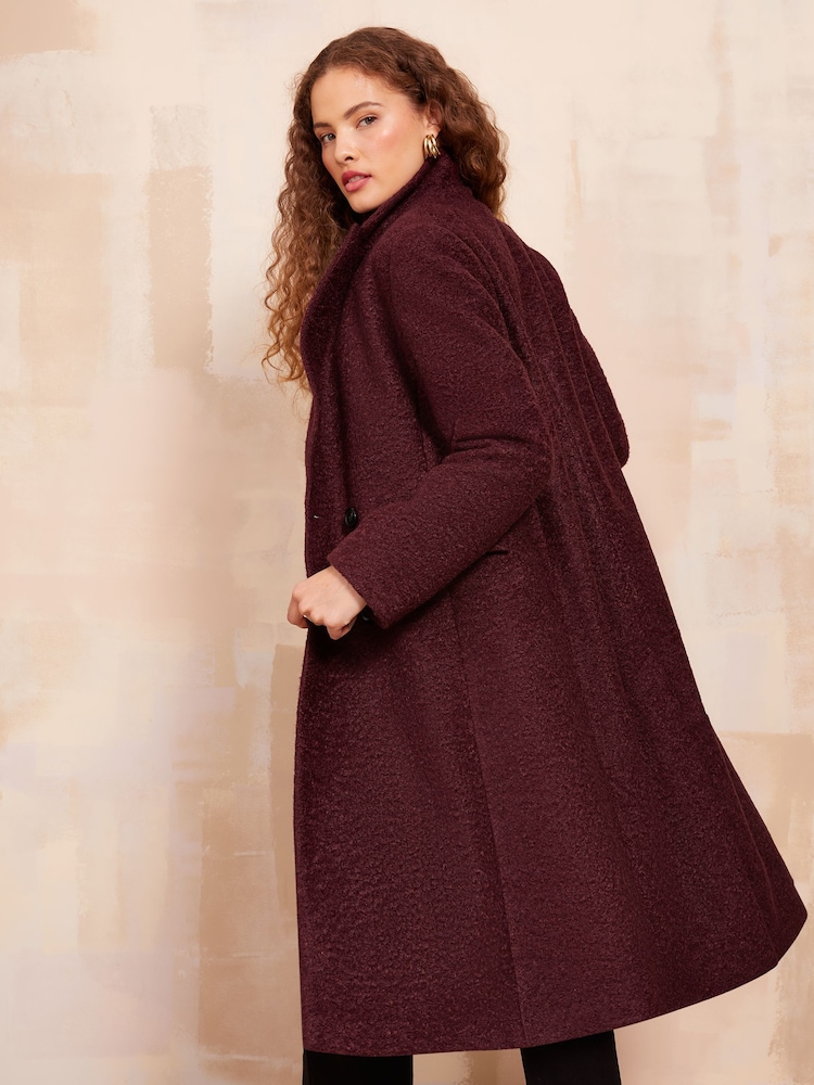 Friends Like These Burgundy Red Mid Length Boucle Coat - Image 4 of 4