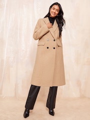 Friends Like These Camel Petite Mid Length Boucle Coat - Image 3 of 4