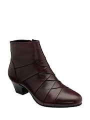 Lotus Purple Leather Ankle Boots - Image 1 of 4