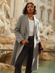 Friends Like These Grey Petite Mid Length Boucle Coat - Image 1 of 4