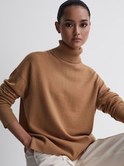 Reiss Camel Alexis Wool Blend Roll Neck Jumper - Image 1 of 5