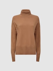 Reiss Camel Alexis Wool Blend Roll Neck Jumper - Image 2 of 5