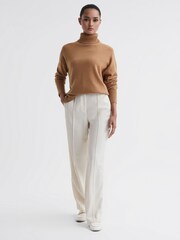 Reiss Camel Alexis Wool Blend Roll Neck Jumper - Image 4 of 5