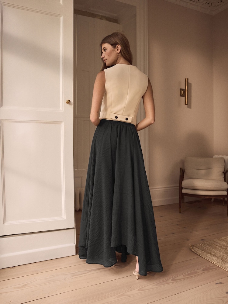 Black Premium Asymmetric Textured Skirt - Image 2 of 7