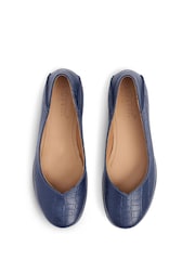 Hotter Blue Wide Fit Birdie Slip-On Ballets Shoes - Image 3 of 4
