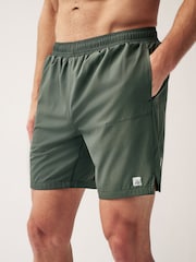 Khaki Green 7 Inch Active Gym Sports Shorts - Image 1 of 10