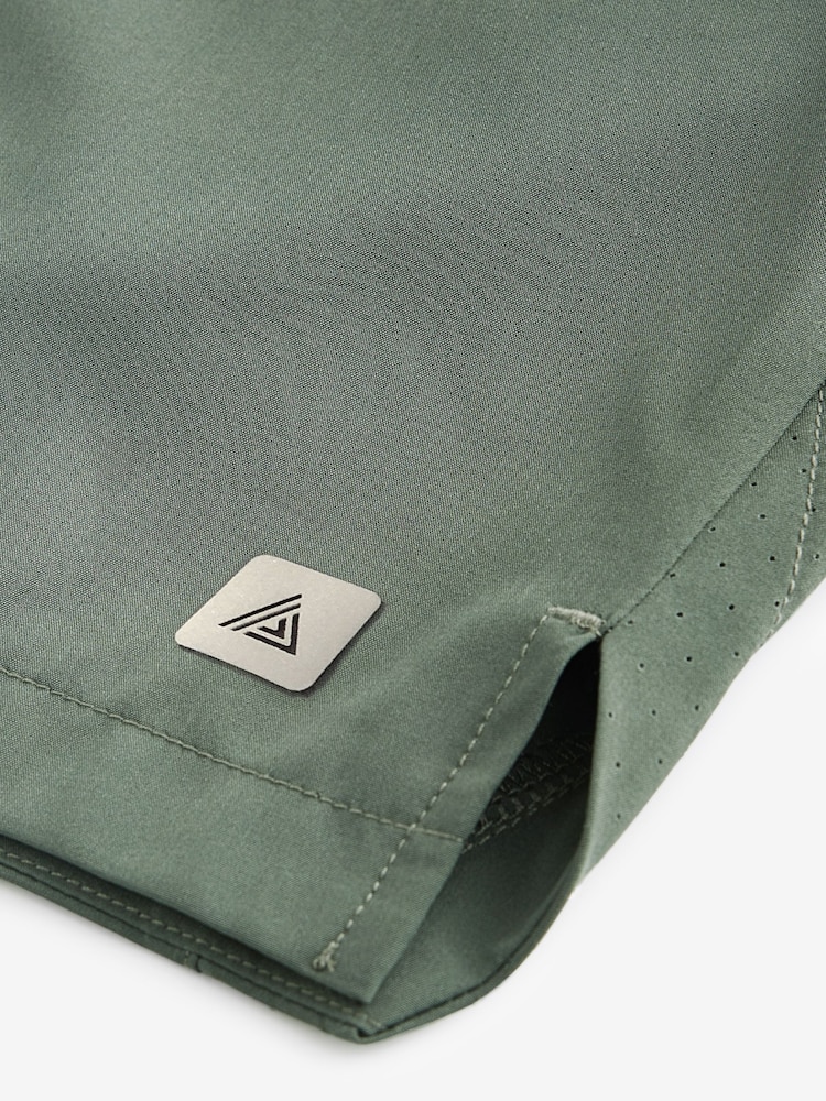Khaki Green 7 Inch Active Gym Sports Shorts - Image 10 of 10