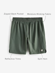 Khaki Green 7 Inch Active Gym Sports Shorts - Image 4 of 10
