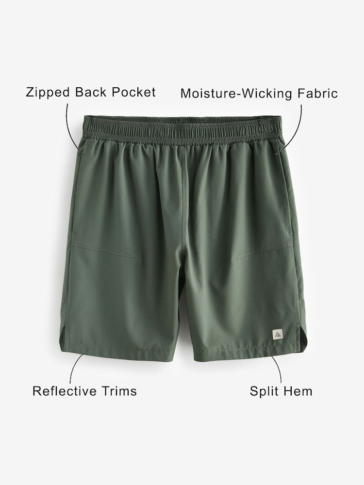 Khaki Green 7 Inch Active Gym Sports Shorts - Image 4 of 10
