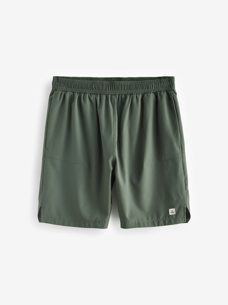 Khaki Green 7 Inch Active Gym Sports Shorts - Image 7 of 10