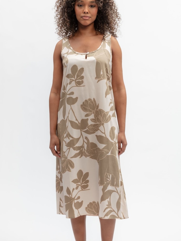 Fable and Eve Cream Elephant Print Long Nightdress - Image 2 of 4